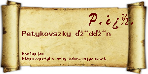 Petykovszky Ödön névjegykártya